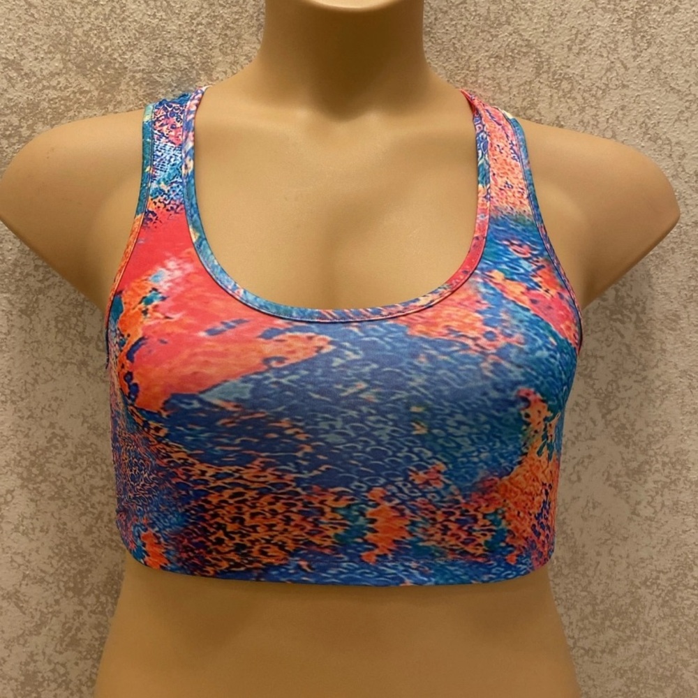 SHEIN Multicolor Mermaid Scales Bikini Top